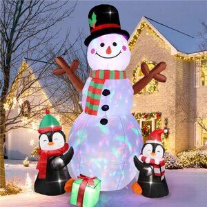 6ft Christmas Inflatables Christmas Decor Outdoor, Inflatable Snowman Penguin